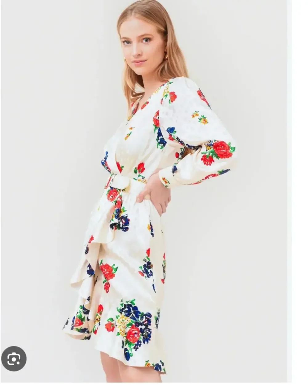 Tory Burch Floral Ruffle Silk Belted Wrap Dress Size 8